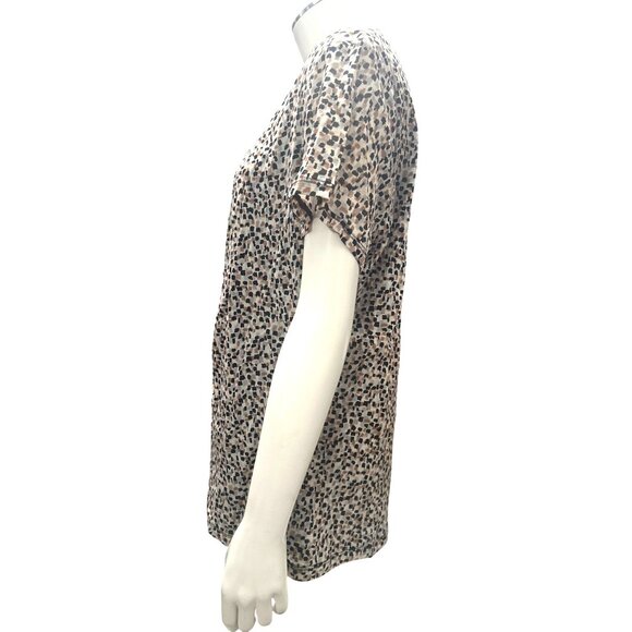 212 Collection Pixel Print Ruched Front Tunic Blouse Short Sleeve City Chic - Picture 4 of 13